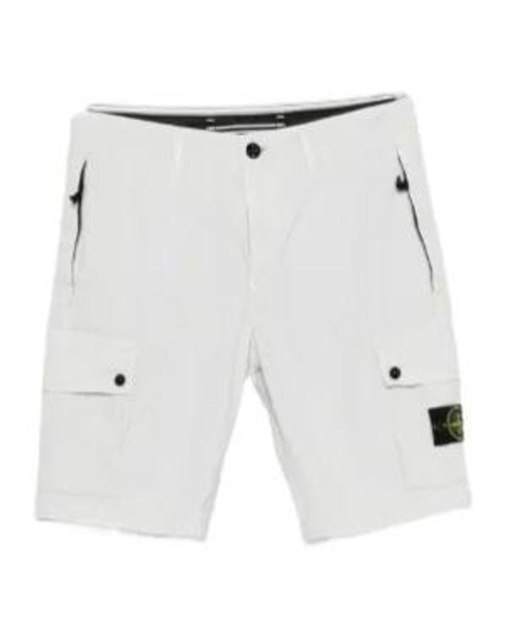 Stone Island White Logo-Patch Cargo Shorts for men