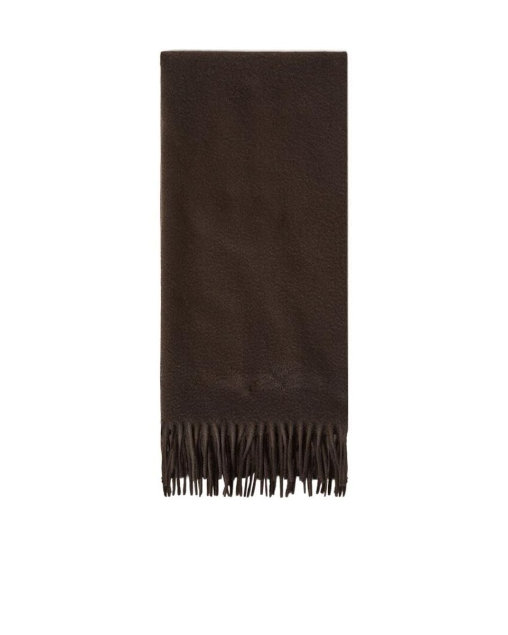 Loro Piana Brown Fringed Cashmere Scarf for men