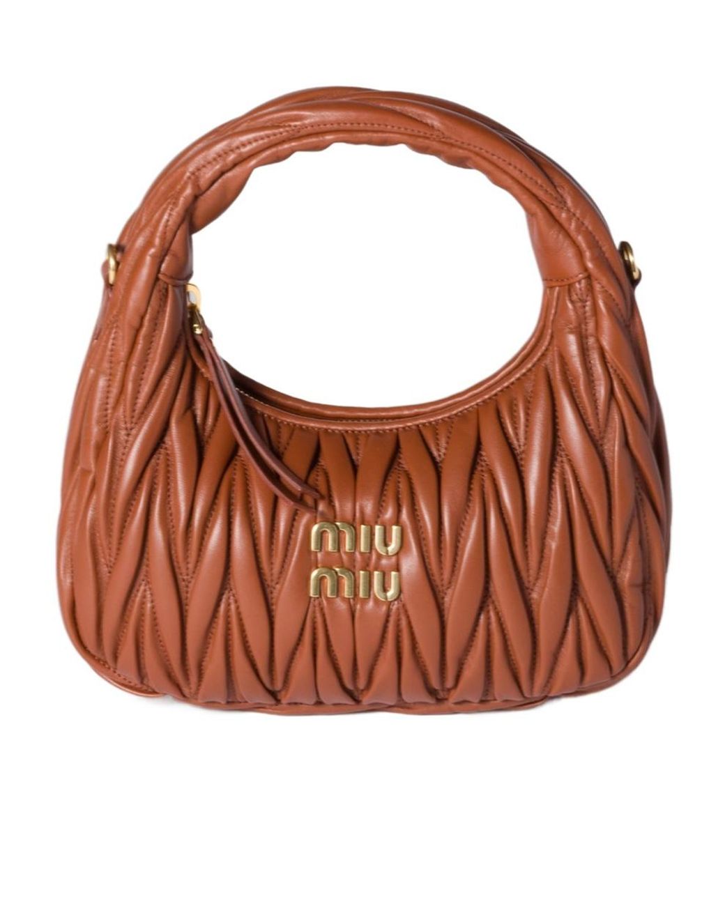 Miu Miu Brown Matelassé Zipped Handbag