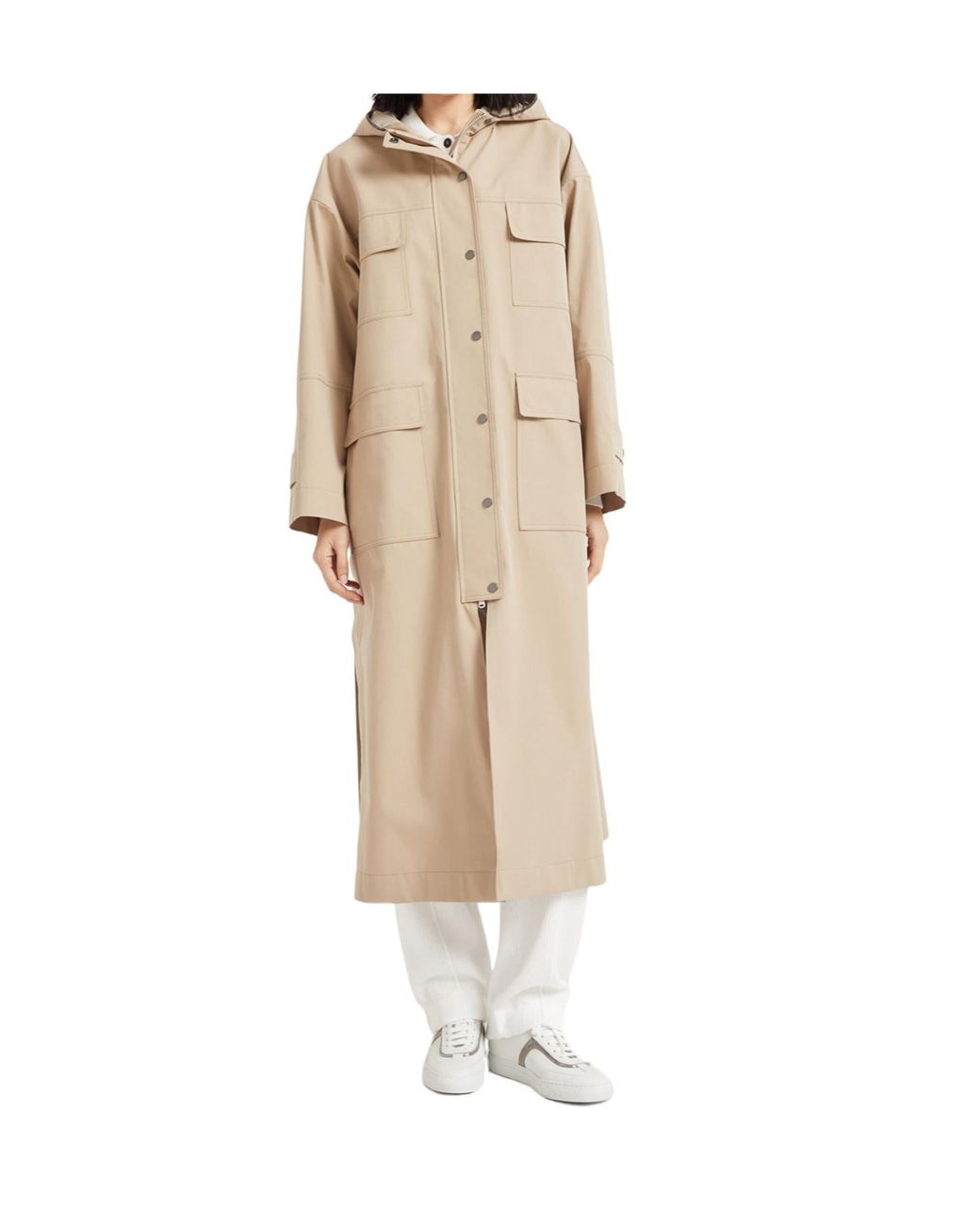 Brunello Cucinelli Natural Hooded Long Coat