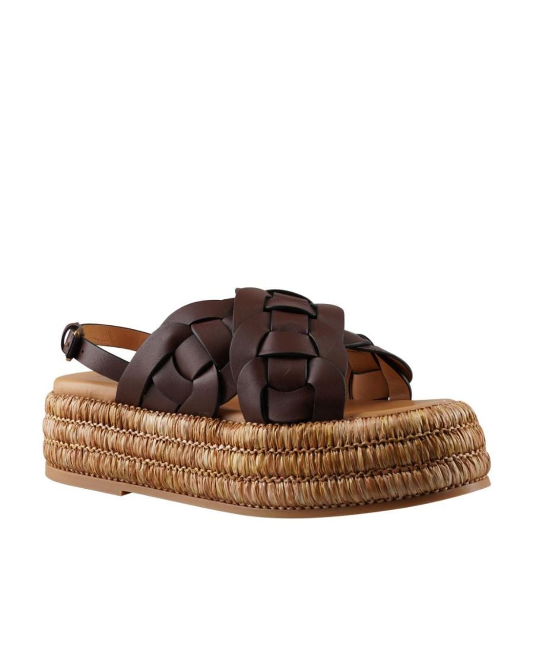 Tod's Brown Woven Slingback Sandals