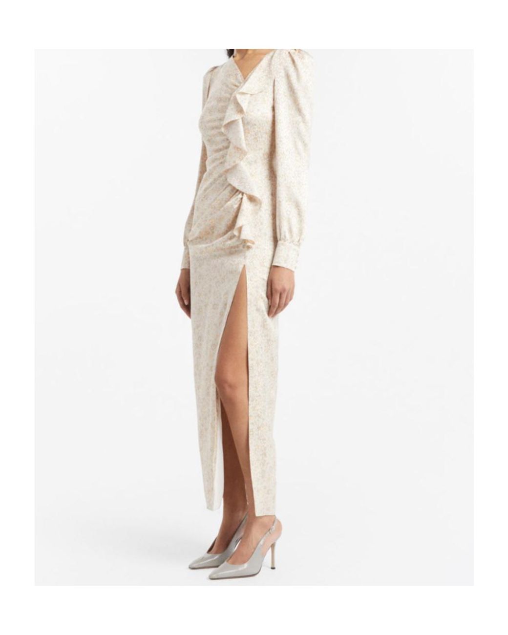 Alessandra Rich Natural Jacquard Draped Dress