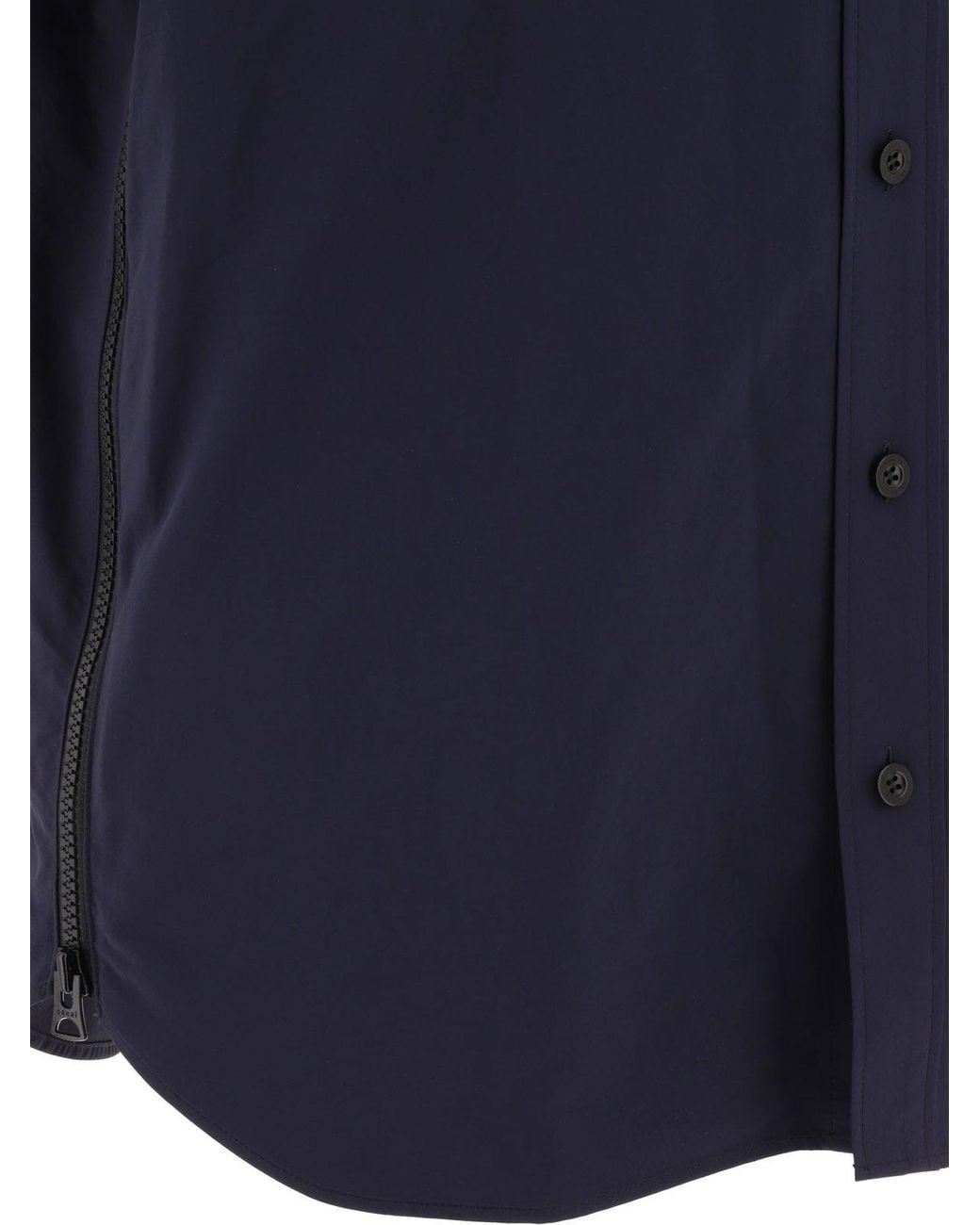 Sacai Blue Zip-Pocket Detailed Short Sleeved Buttoned Shirt for men