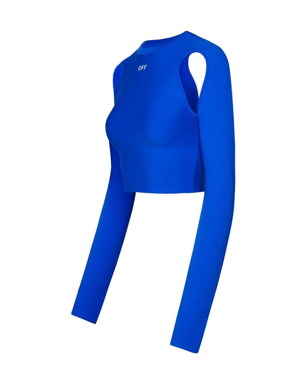Off-White c/o Virgil Abloh Blue Cut-Out Crewneck Long-Sleeved Top