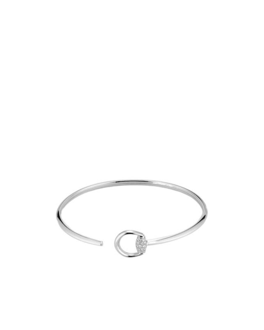 Gucci White Horsebit Diamond 18K Bangle Bracelet