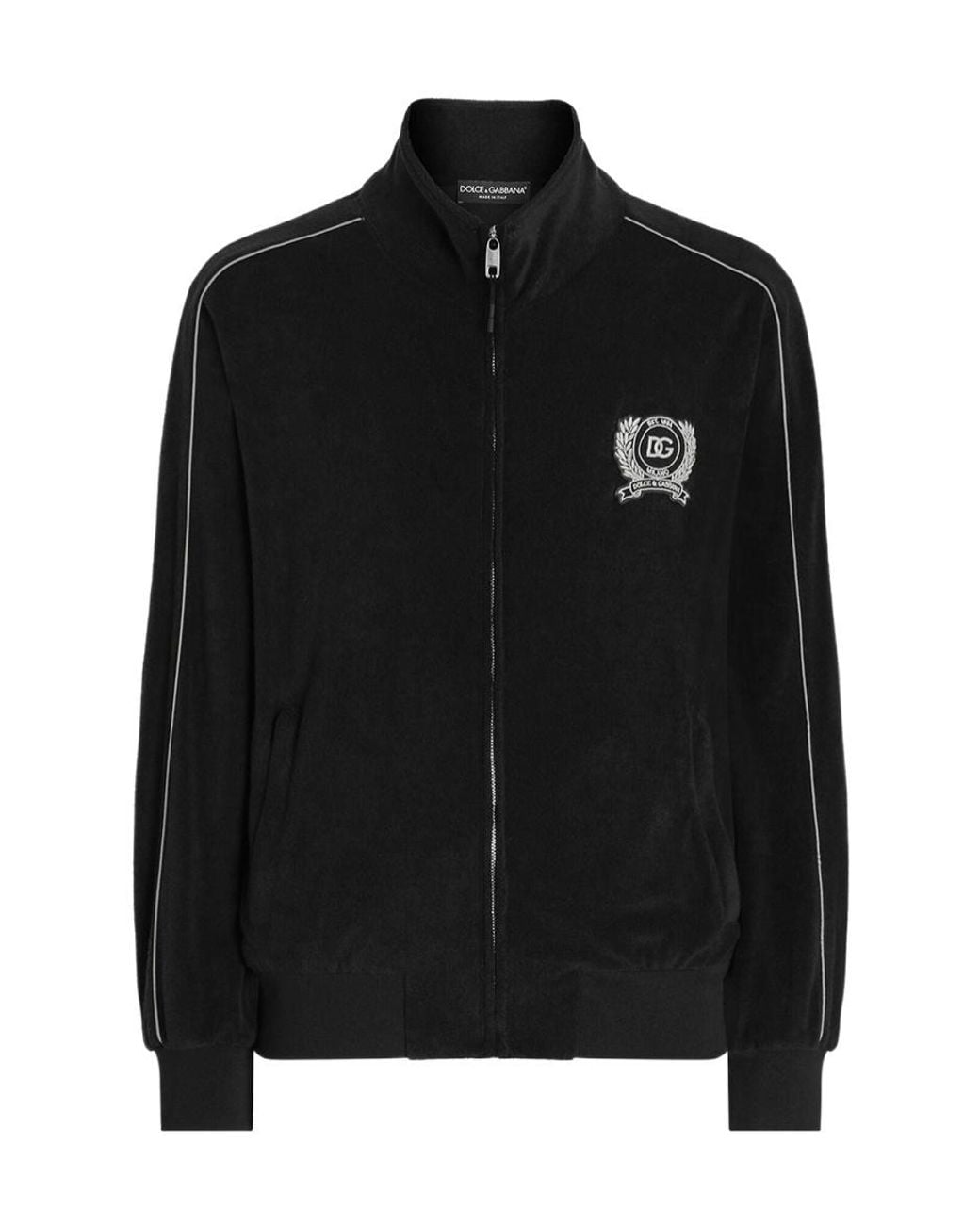 Dolce & Gabbana Black Crest Zip-Up Sweater for men