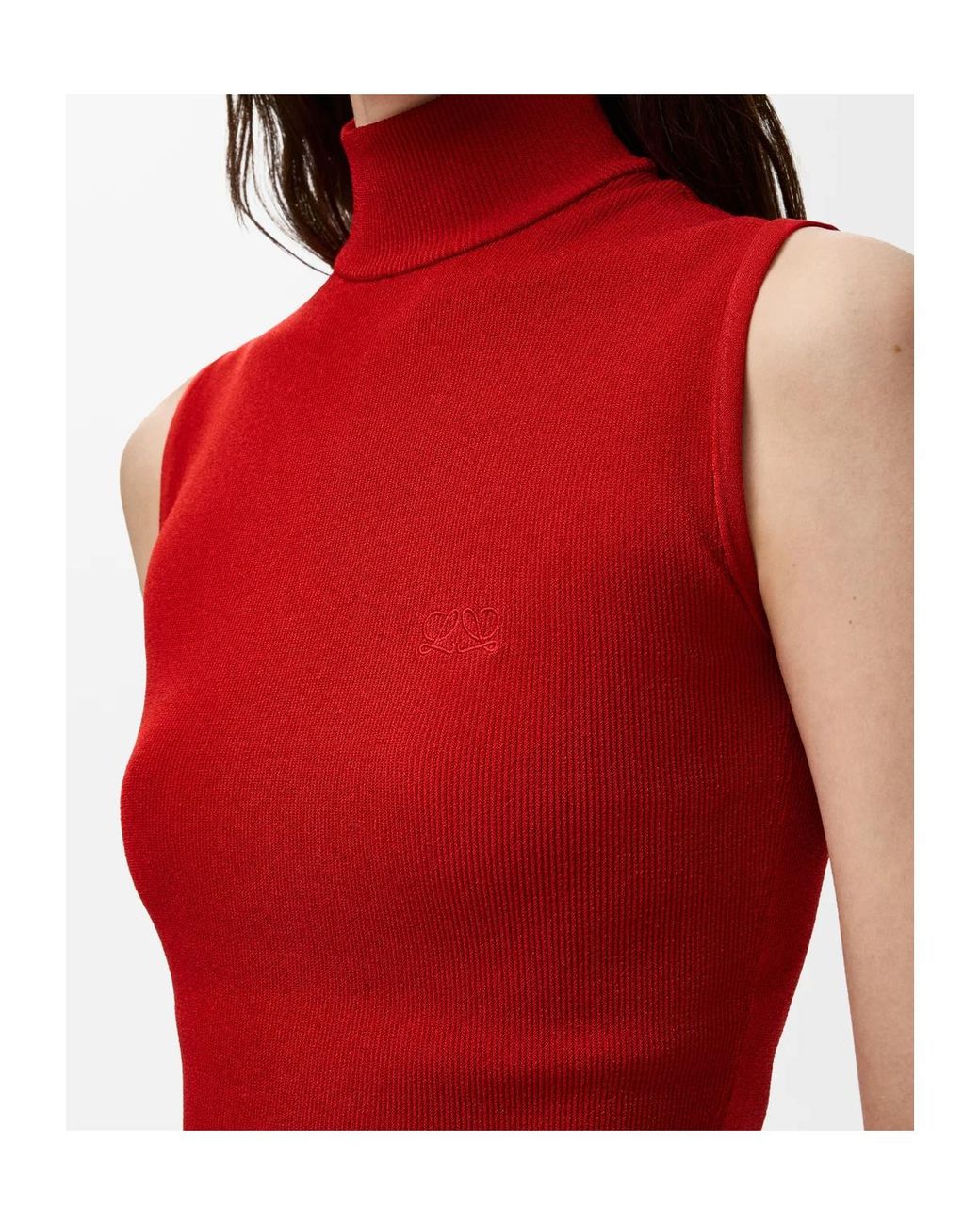 Loewe Red High-Neck Sleeveless Top