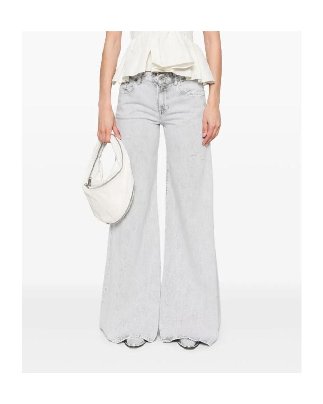 Dondup White Marlen Wide-Leg Jeans