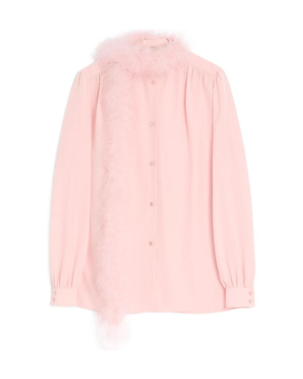 Valentino Pink Crepe De Chine Shirt With Feathers