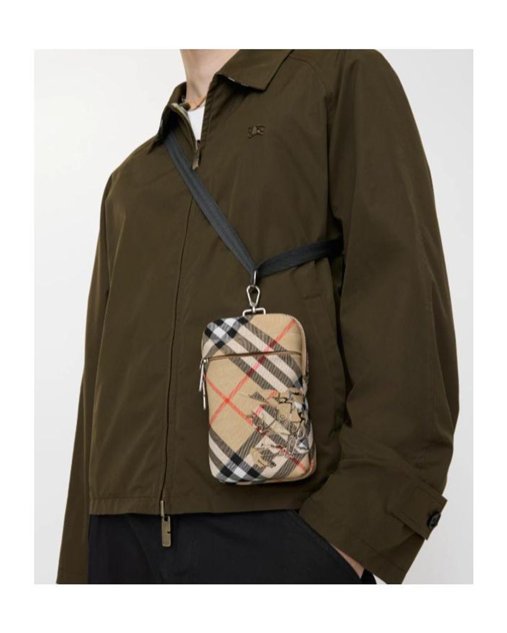 Burberry Green Check Phone Bag for men