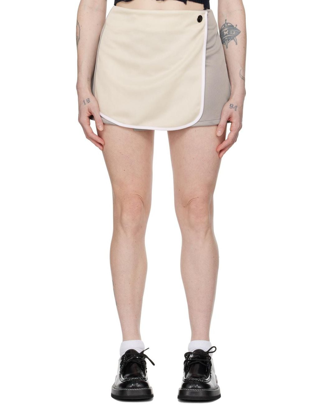 Ambush Natural Back Pleat Detailed Mini Track Skirt