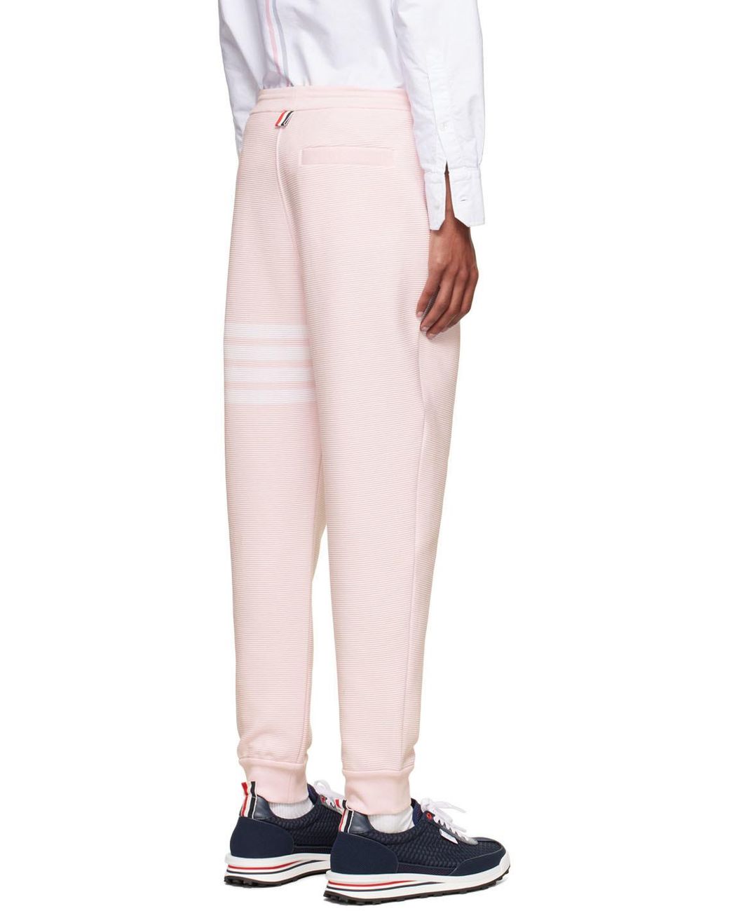 Thom Browne Pink Ottoman Rib 4-Bar Stripe Track Pants for men