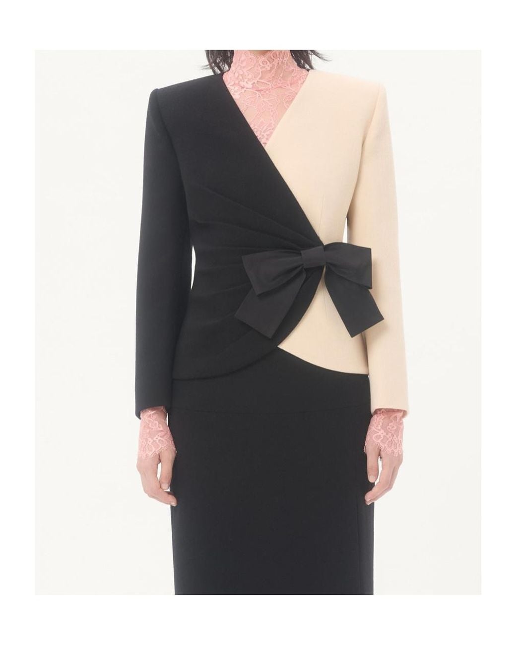 Valentino Black Wool Crepe Jacket With Contrasting Bow