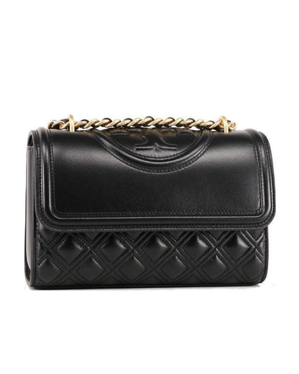 Tory Burch Black Fleming Convertible Embossed Small Shoulder Bag