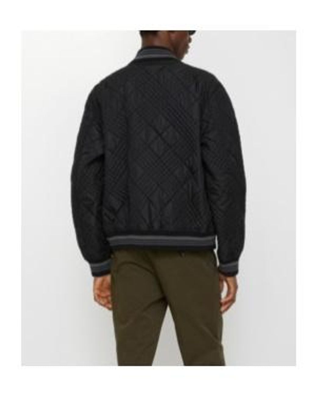 Burberry Black Micro Check-Stitch Rakewood Bomber Jacket for men