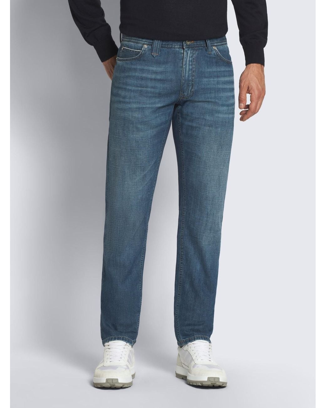 Brioni Blue Logo Patch Slim-Fit Jeans for men