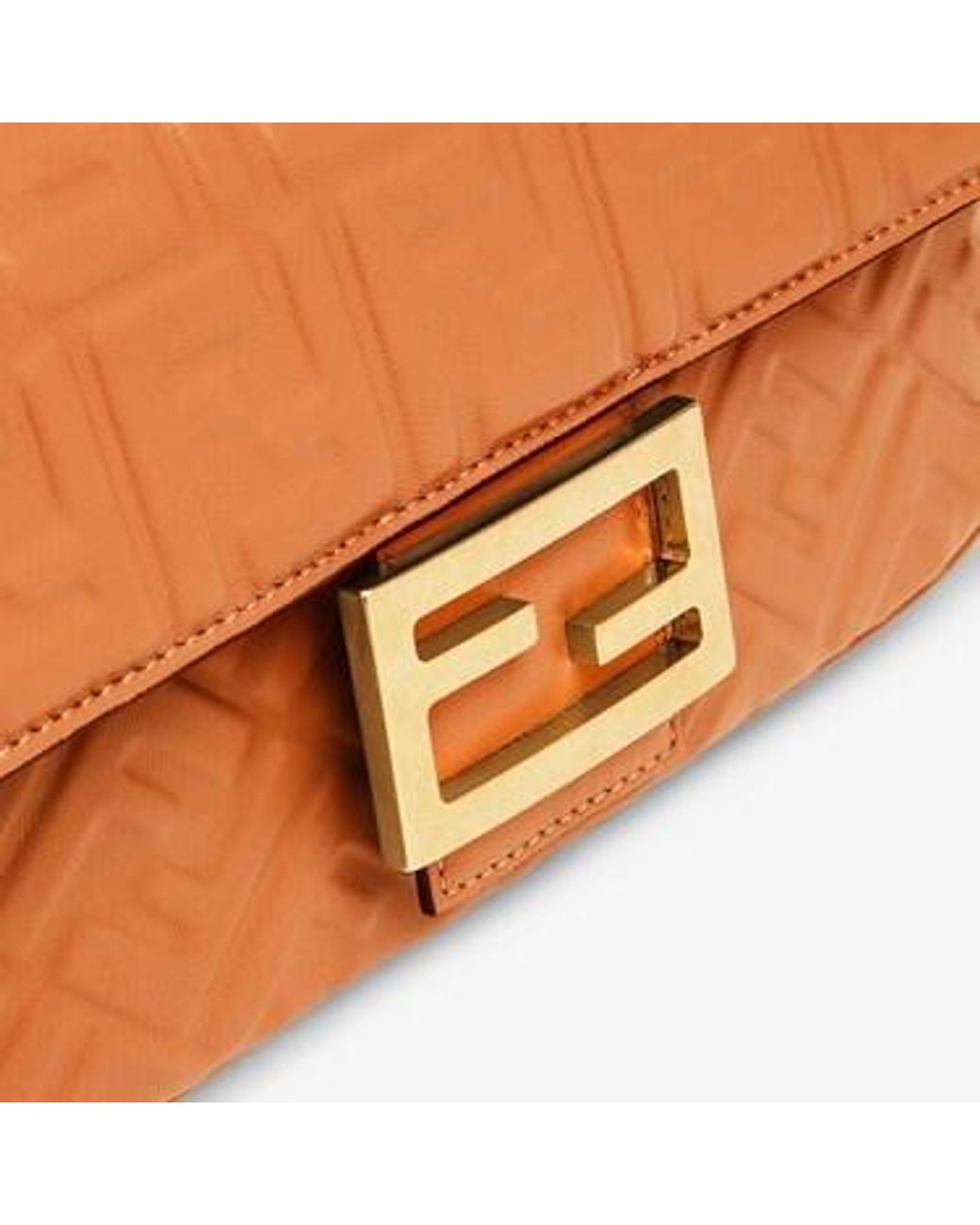 Fendi Orange Baguette Chain Midi Shoulder Bag