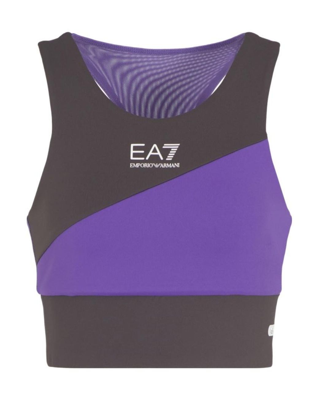 EA7 Purple Dynamic Athlete Logo Print Sports Bra