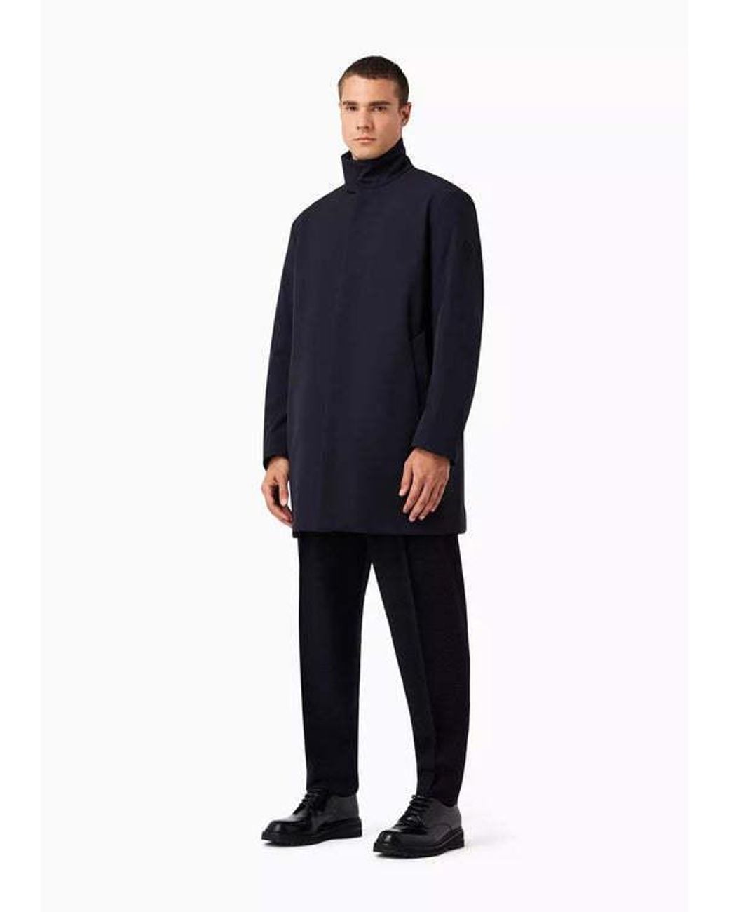 Giorgio Armani Blue Concealed Fastened Straight Hem Parka for men
