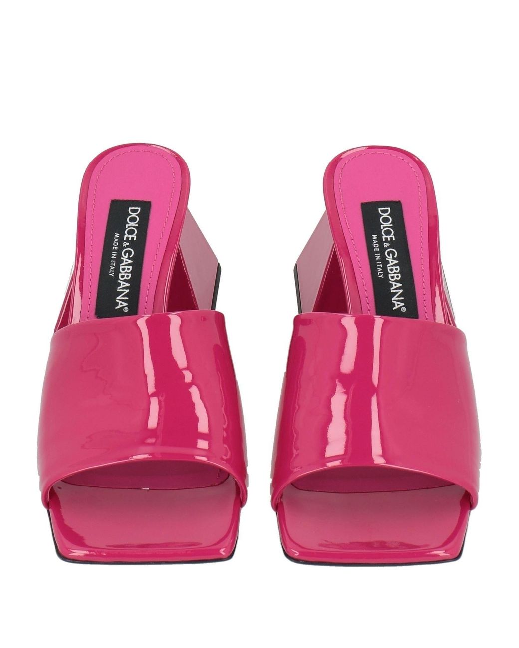 Dolce & Gabbana Pink Patent Leather Square-Toe Slippers