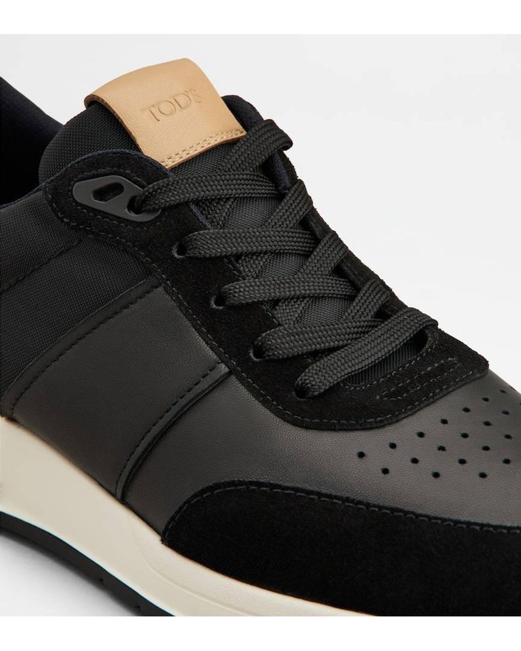 Tod's Black Leather And Technical Fabric Sneakers for men