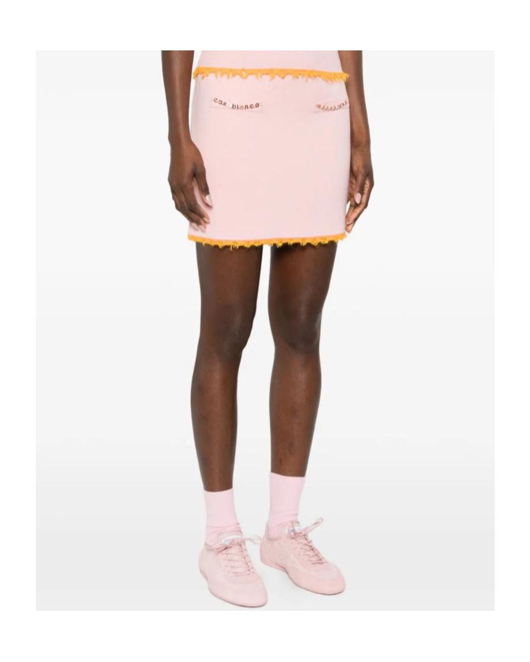 Casablanca Pink Double Face Frayed-Edege Mini Skirt
