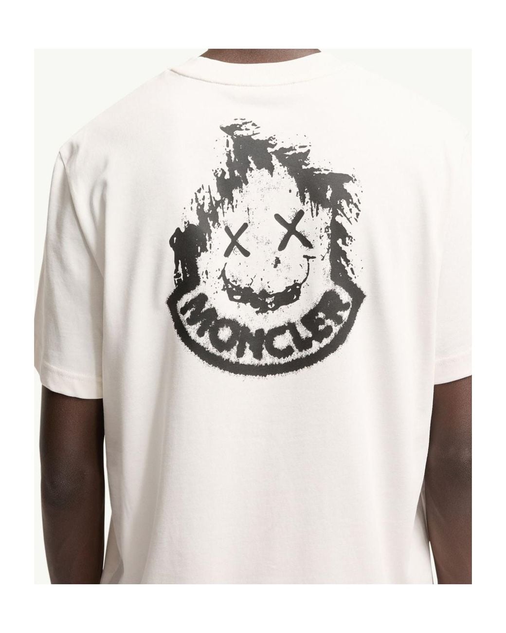 Moncler White Logo Patch Crewneck T-Shirt for men