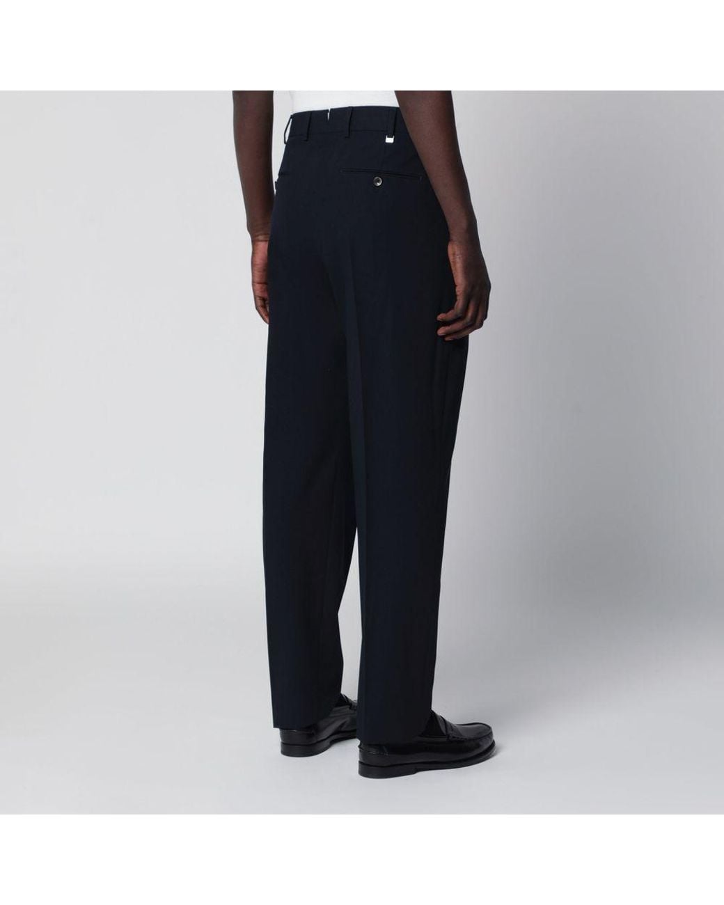 PT01 Black Pleated-Detail Trousers for men
