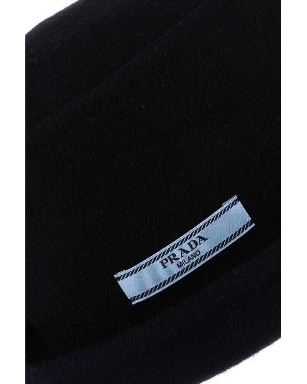 Prada Black Logo Patch Detail Bucket Hat