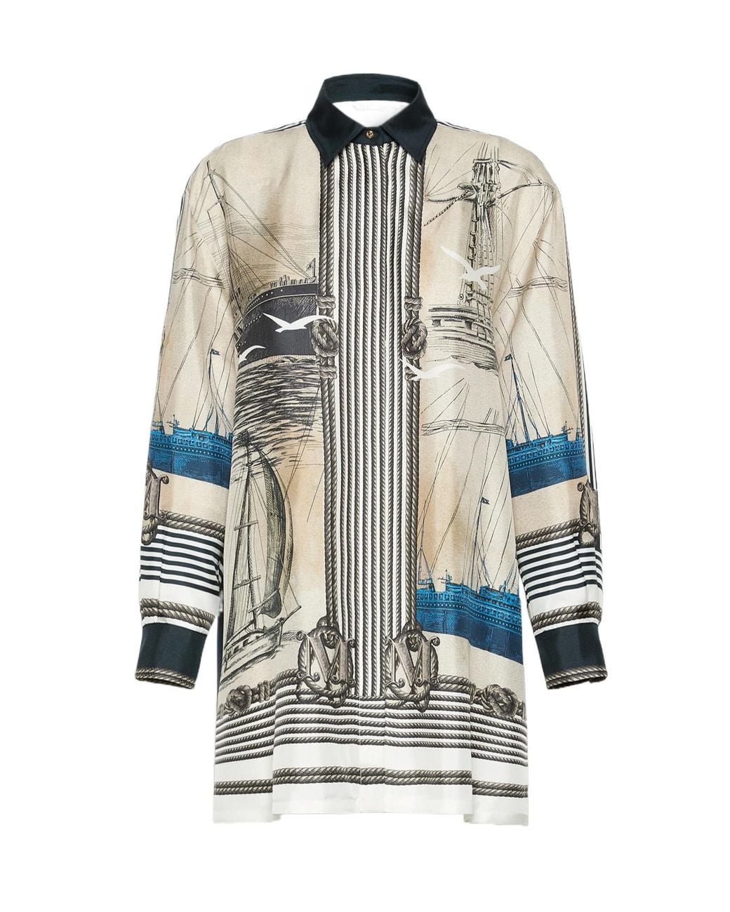 Max Mara White Printed Long-Sleeved Shirt