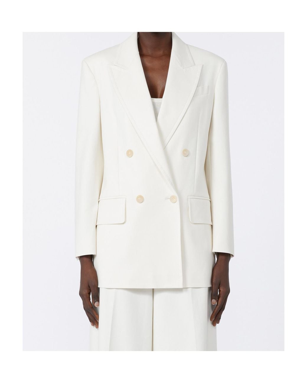 Max Mara White Suez Double-Breasted Tailored Blazer