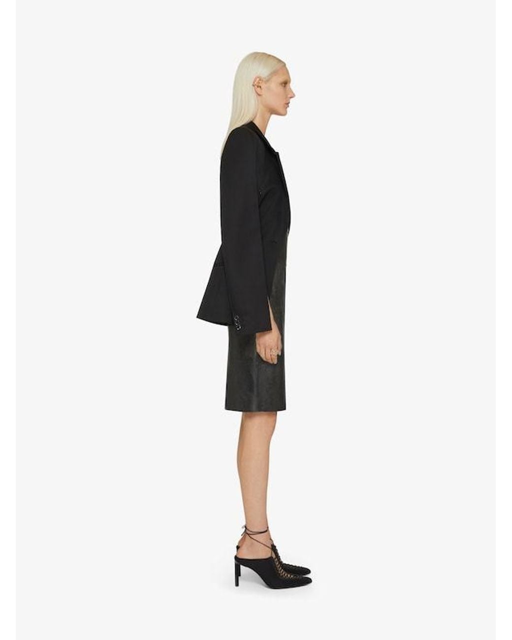 Givenchy Gray High-Waisted Leather Skirt