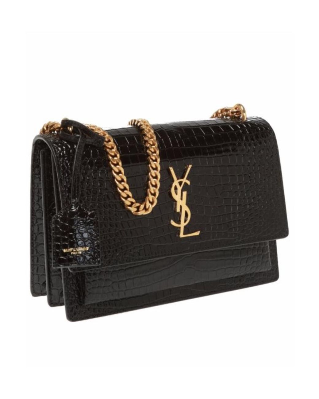 Saint Laurent Black Sunset Embossed Medium Shoulder Bag