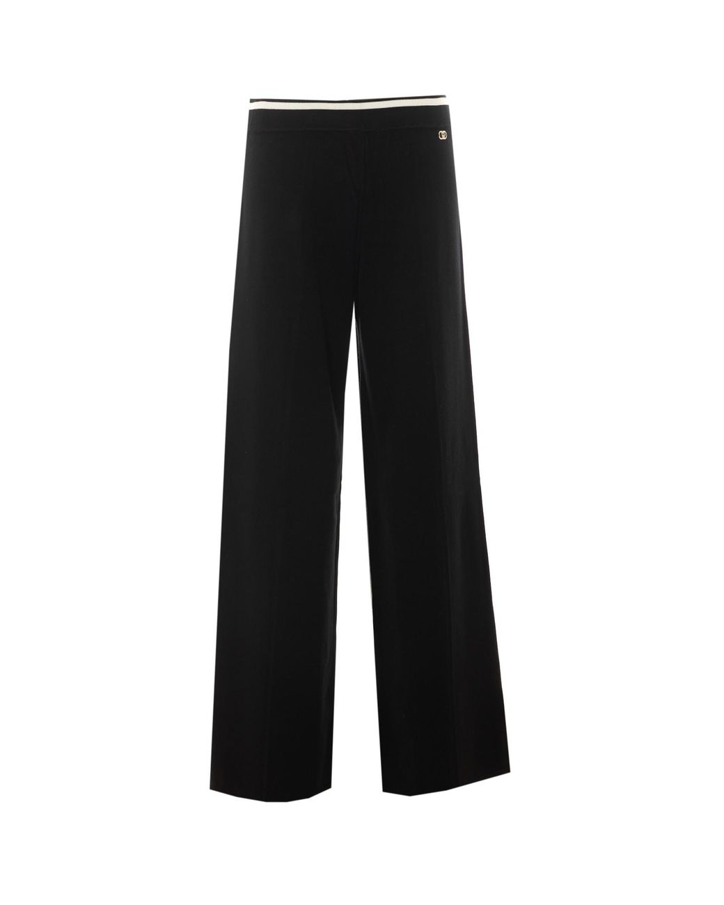 Liu Jo Black Elastic-Waist Wide-Leg Pants