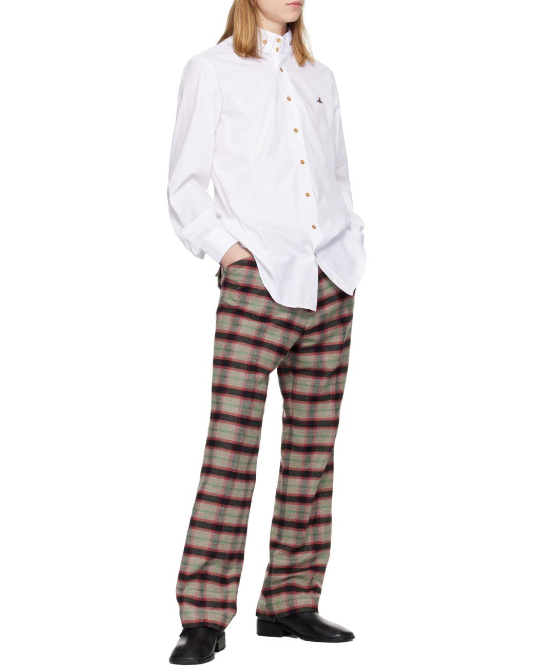 Vivienne Westwood White Orb Embroidered Long-Sleeved Shirt for men