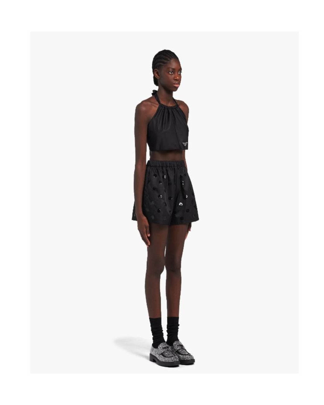 Prada Black Re-Nylon Sequinned Shorts