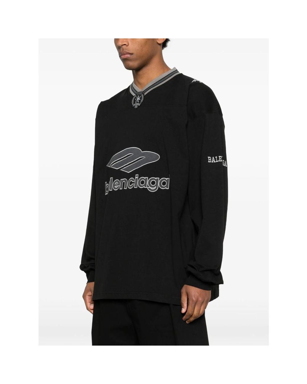 Balenciaga Black 3B Football Long-Sleeved T-Shirt for men