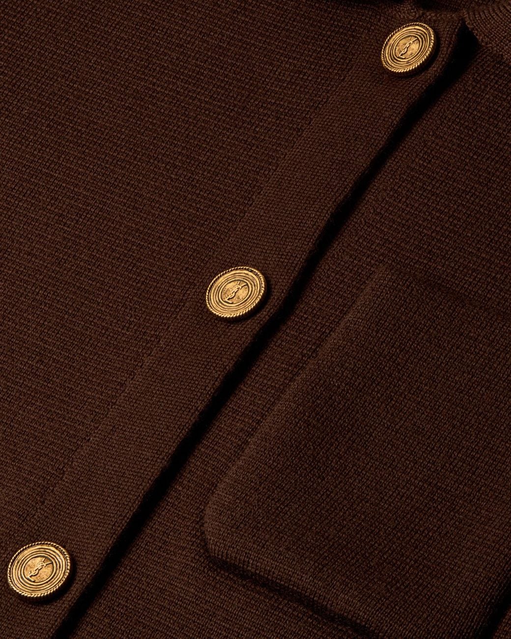 Saint Laurent Brown Button-Up Polo Cardigan