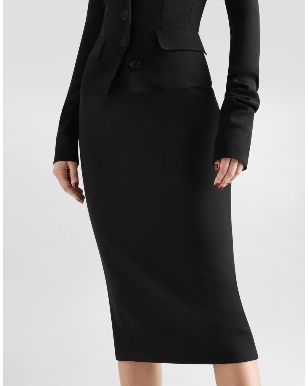 Dolce & Gabbana Black High-Waist Midi Skirt