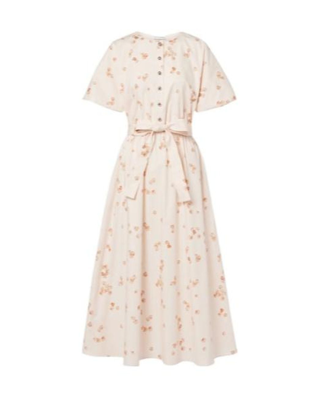 Altuzarra Natural Paulina Floral Belted Cotton-Blend Midi Dress