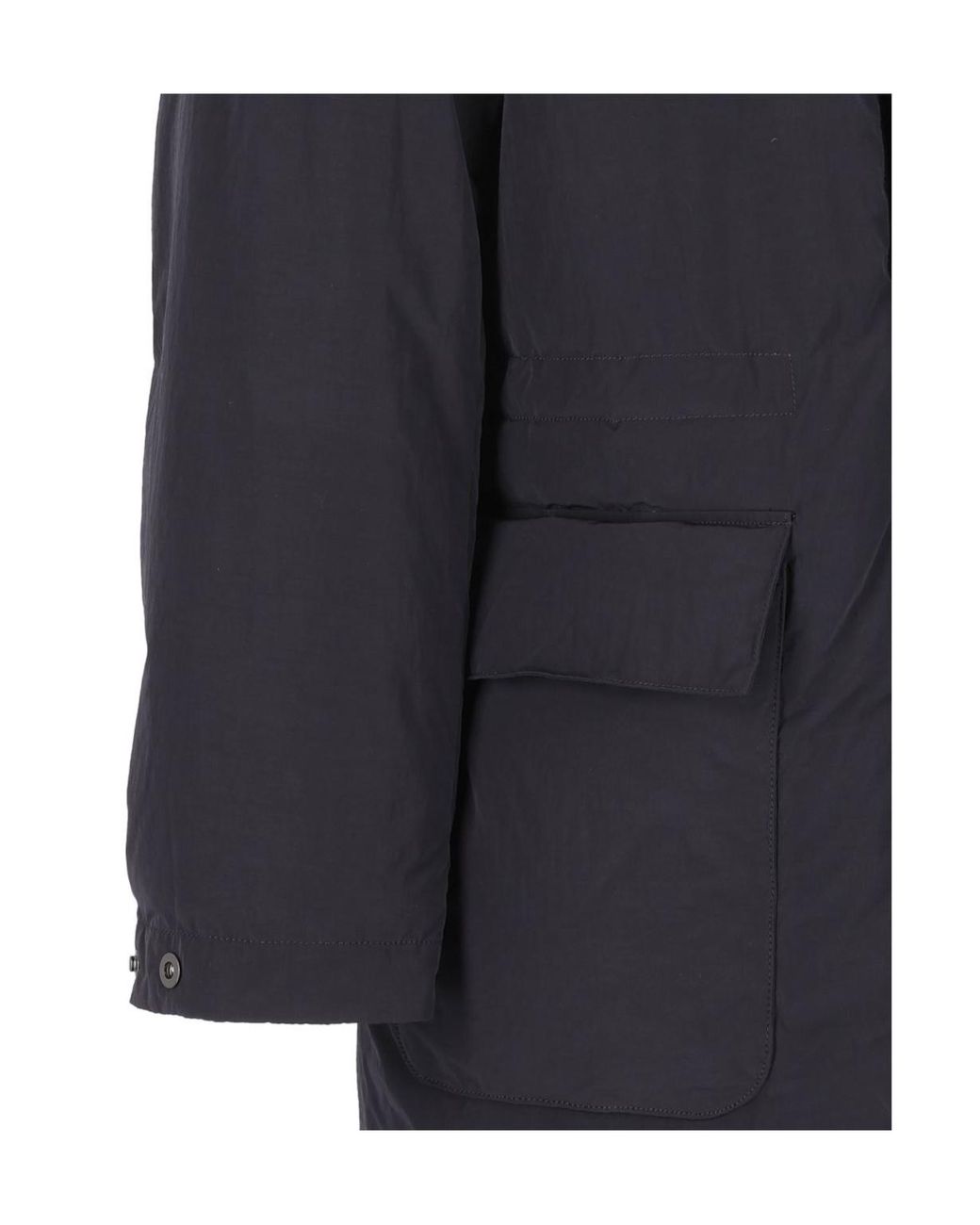 Emporio Armani Blue Hooded Logo Parka Coat for men