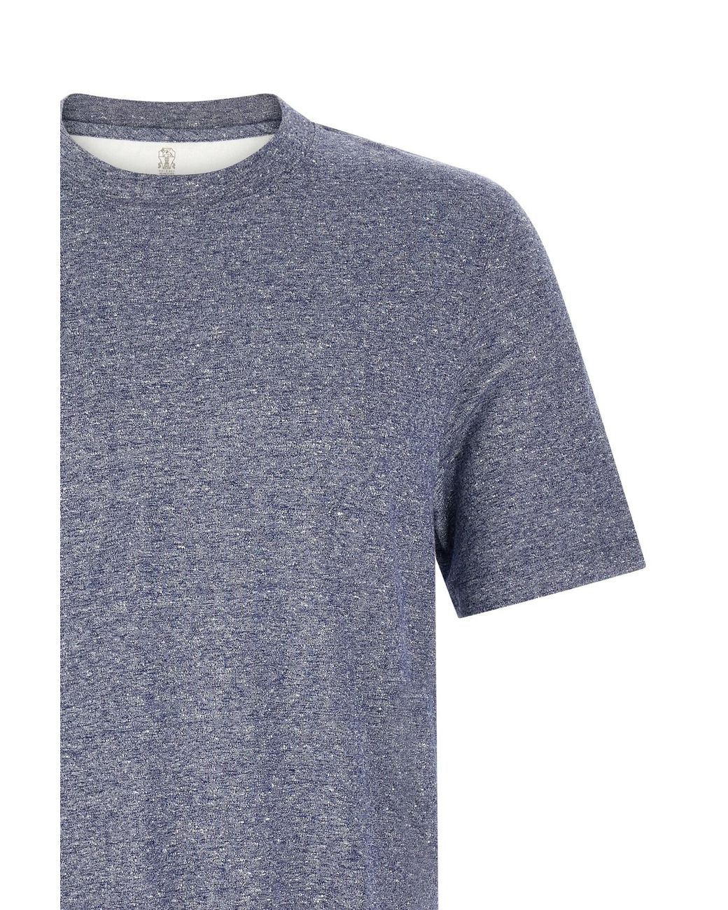 Brunello Cucinelli Blue Melange Crewneck T-Shirt for men