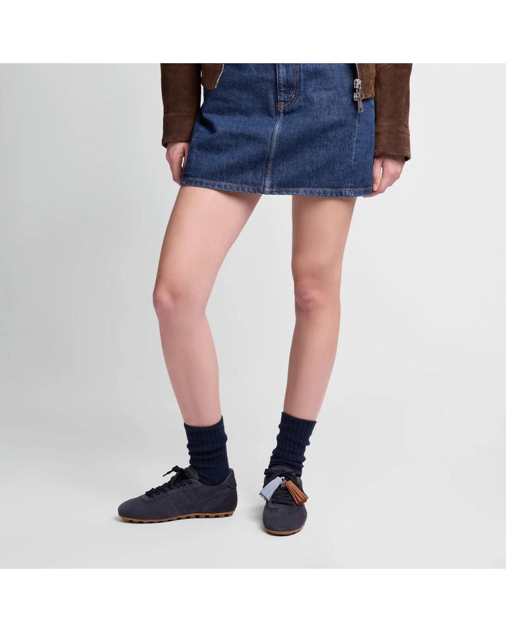 Hogan Blue Olympia Crystal-Embellished Suede Sneakers
