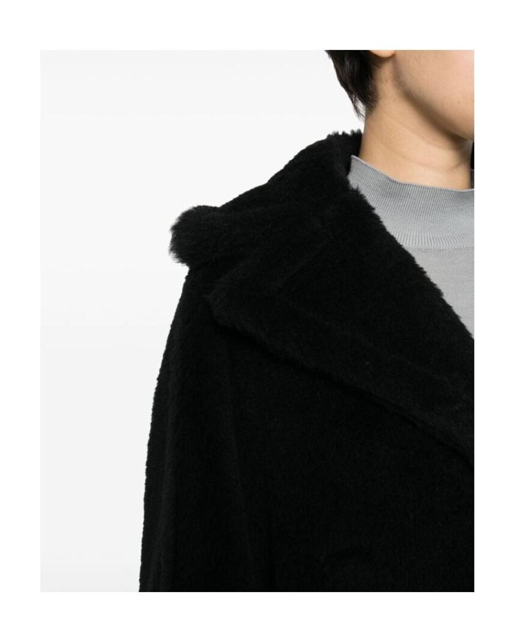 Max Mara Black Single-Breasted Teddy Coat