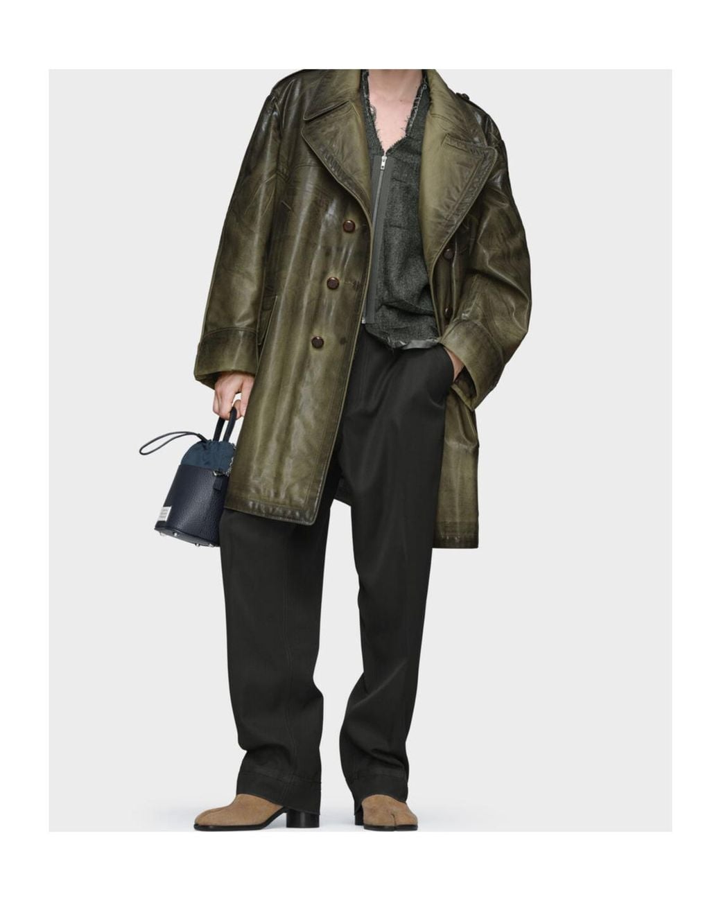 Maison Margiela Green Double-Breasted Caban Coat for men