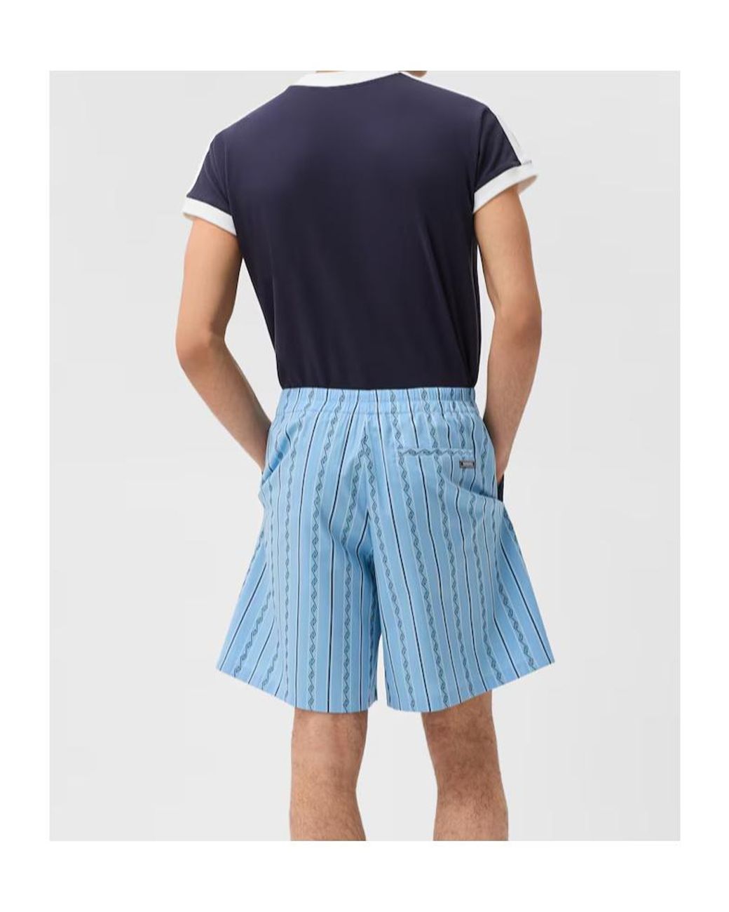 Versace Blue Geometric Greek-Pattern Shorts for men