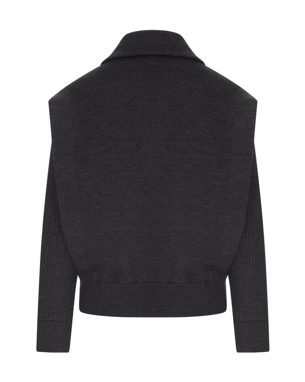 Giorgio Armani Black Ribbed Sleeve Padded Blouson Jacket