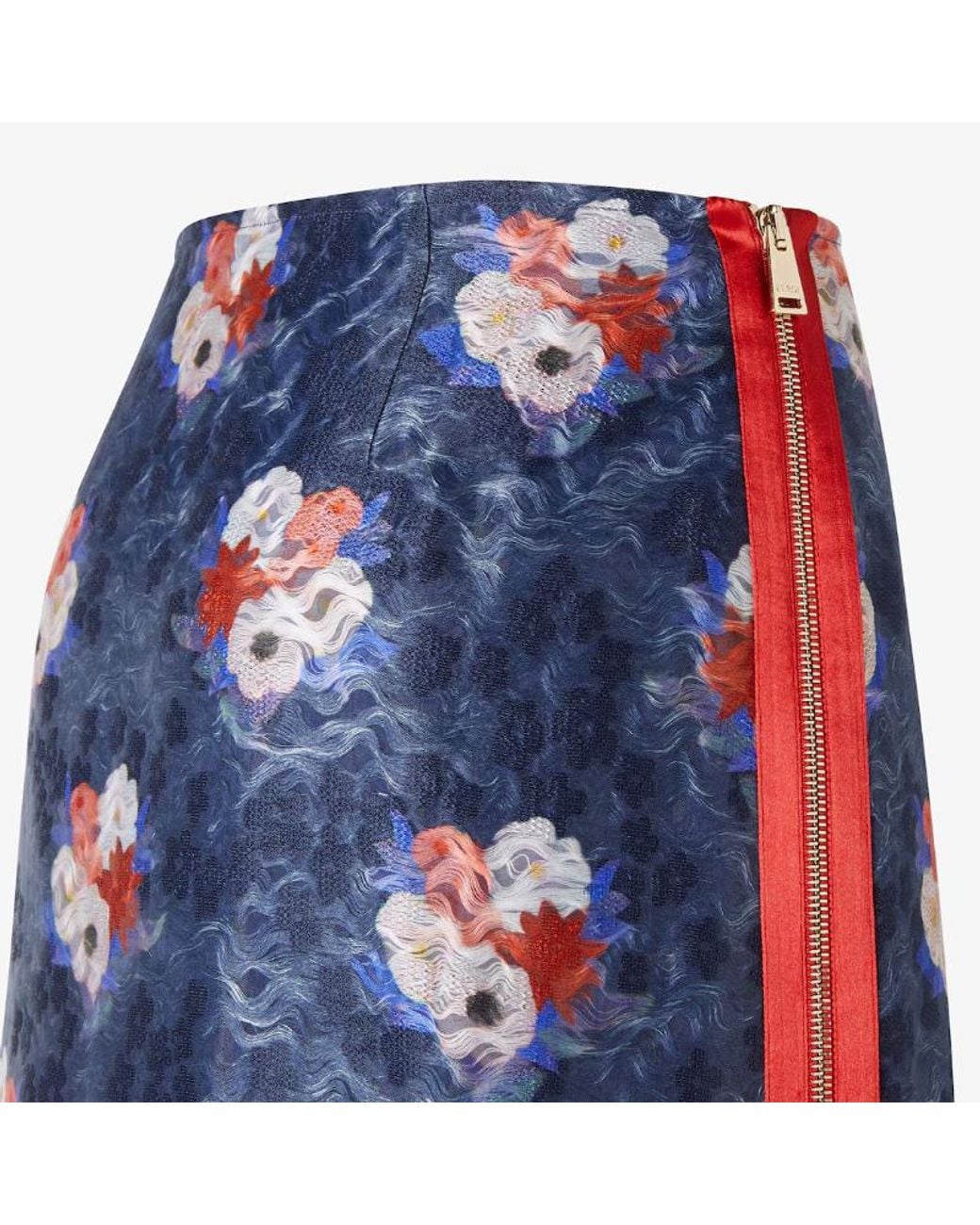 Fendi Blue Dark Organza Lace Skirt