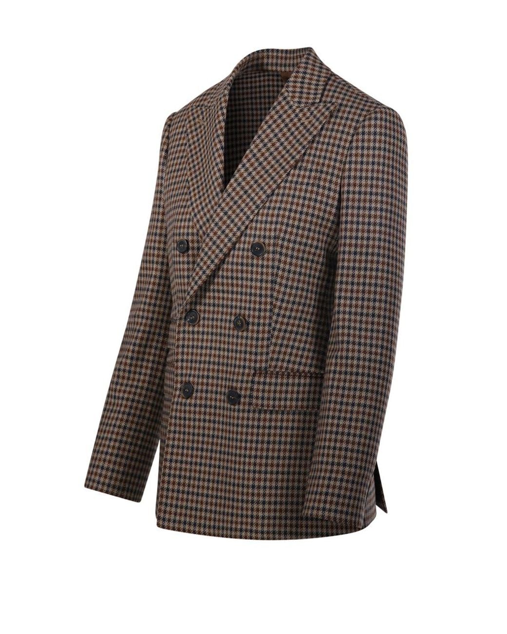 Max Mara Brown Deserto Checked Double-Breasted Blazer