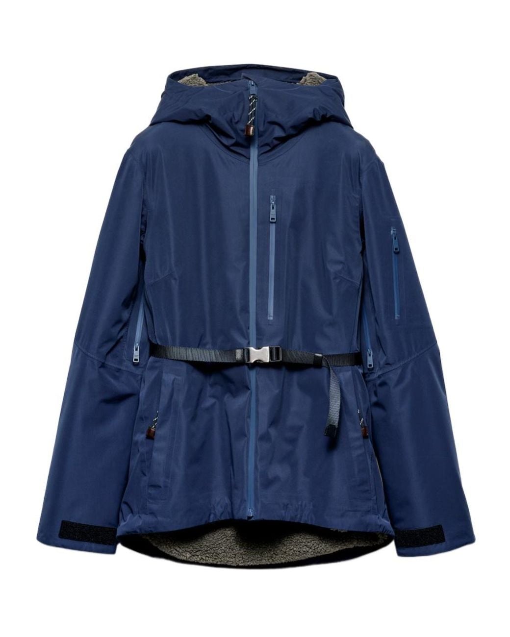 Prada Blue Belted Hooded Jacket